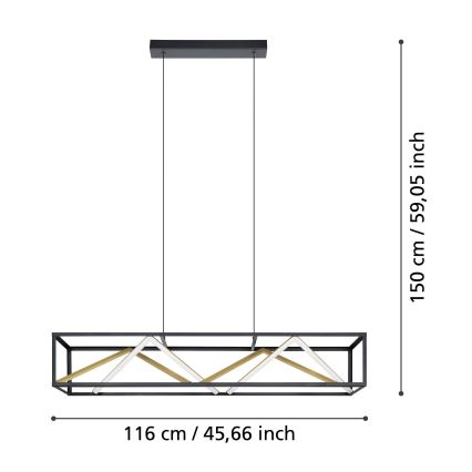 Eglo - Dimmbare LED-Hängeleuchte LED/46W/230V 2700-6500K schwarz/golden + Fernbedienung