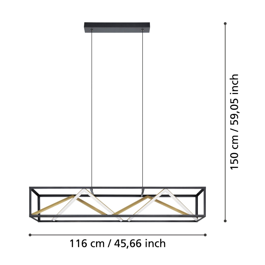 Eglo - Dimmbare LED-Hängeleuchte LED/46W/230V 2700-6500K schwarz/golden + Fernbedienung