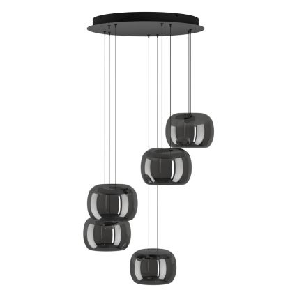Eglo - Dimmbare LED-Pendelleuchte an Stahlseil 5xLED/5,8W/230V schwarz/rauchglas