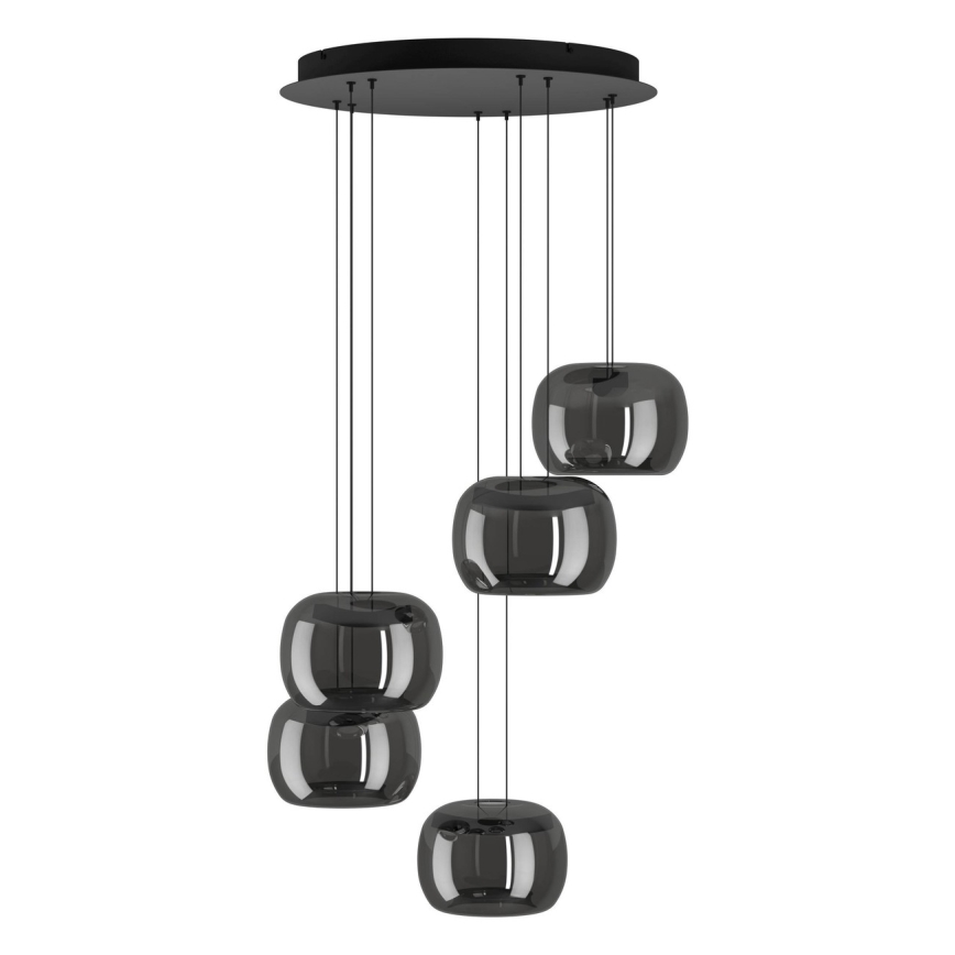 Eglo - Dimmbare LED-Pendelleuchte an Stahlseil 5xLED/5,8W/230V schwarz/rauchglas