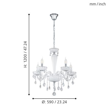 Eglo 39113- Kronleuchter CARPENTO 5xE14/40W/230V