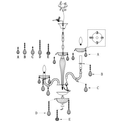 Eglo 39113- Kronleuchter CARPENTO 5xE14/40W/230V