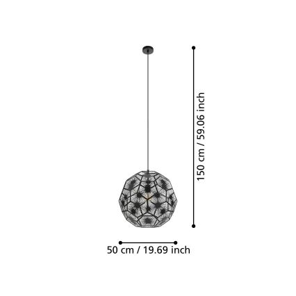 Eglo 39619 - Hängeleuchte 1xE27/60W/230V d 50 cm schwarz