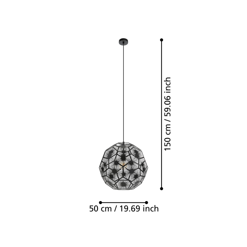 Eglo 39619 - Hängeleuchte 1xE27/60W/230V d 50 cm schwarz