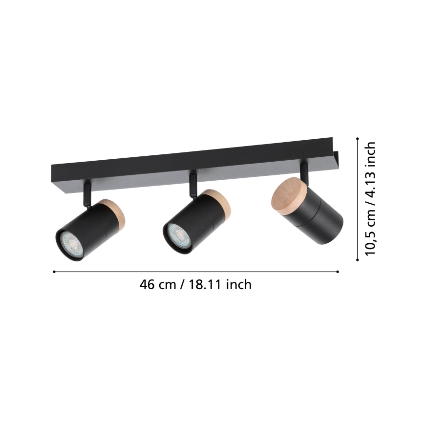 Eglo - LED-Strahler 3xGU10/4,5W/230V 3000K schwarz/braun
