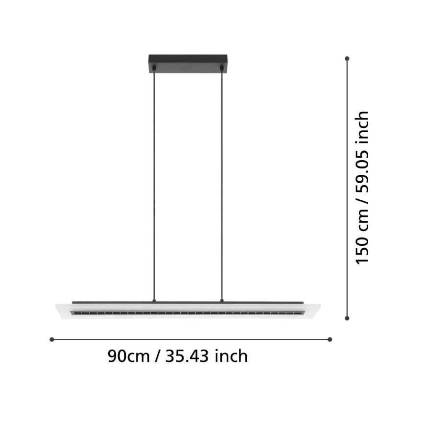 Eglo - Dimmbare LED-Hängeleuchte LED/57,5W/230V 3000K schwarz + Fernbedienung
