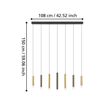 Eglo - Dimmbare LED-Hängeleuchte 7xLED/3,1W/230V 3000K anthrazit/golden