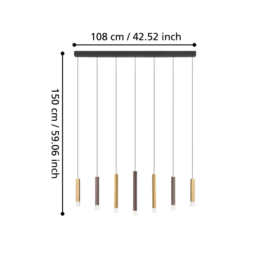 Eglo - Dimmbare LED-Hängeleuchte 7xLED/3,1W/230V 3000K anthrazit/golden