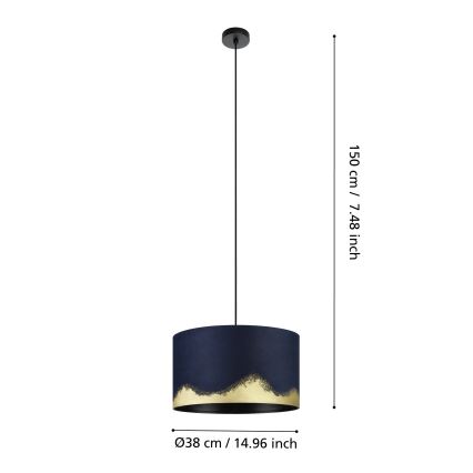 Eglo - Hängeleuchte 1xE27/40W/230V d 38 cm blau/golden