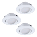 Eglo - 3er-Set dimmbare LED-Einbauleuchten PINEDA LED/5,5W/230V