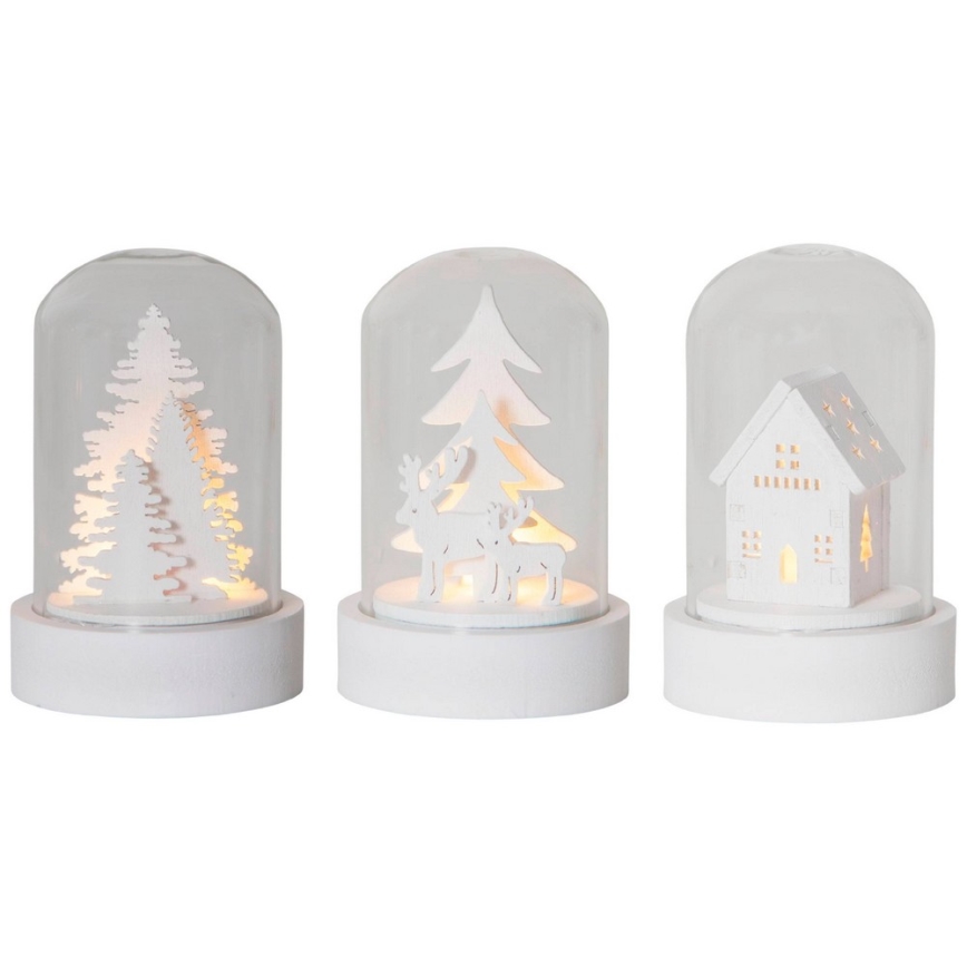 Eglo - SET 3x LED Weihnachtsschmuck 1xLED/0,06W/1xCR2032 weiß