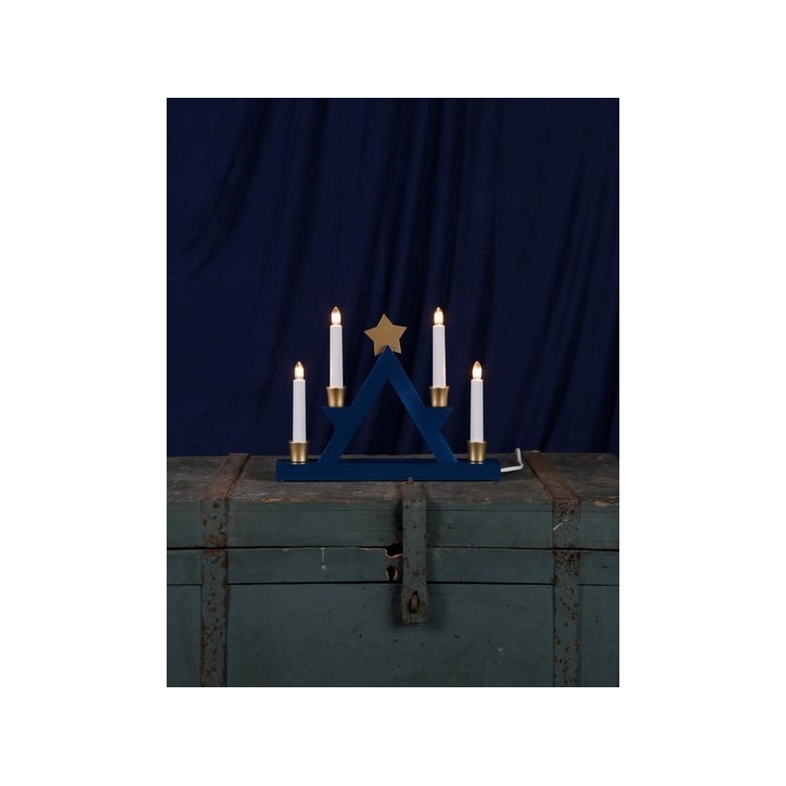 Eglo - Weihnachtskerzenhalter 4xE10/3W/230V blau