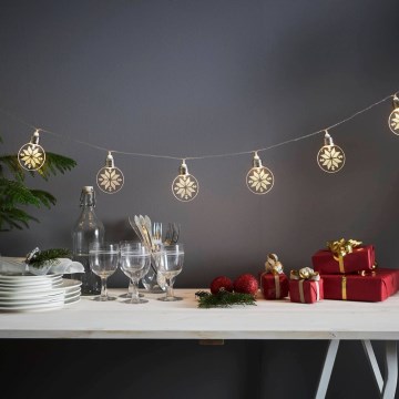 Eglo 411112 - LED-Lichterkette ORNAMENT 10xLED/3xAA 2,4 m warmweiß