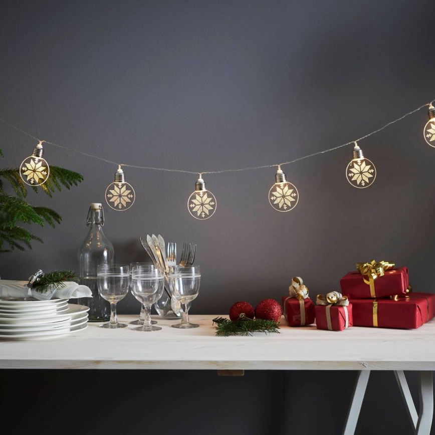Eglo 411112 - LED-Weihnachtslichterkette ORNAMENT 10xLED/3xAA 1,8m warmweiβ