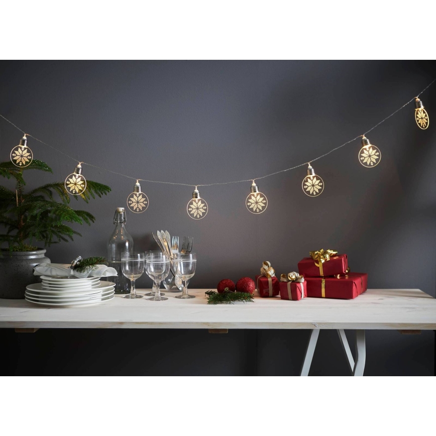 Eglo 411112 - LED-Weihnachtslichterkette ORNAMENT 10xLED/3xAA 1,8m warmweiβ