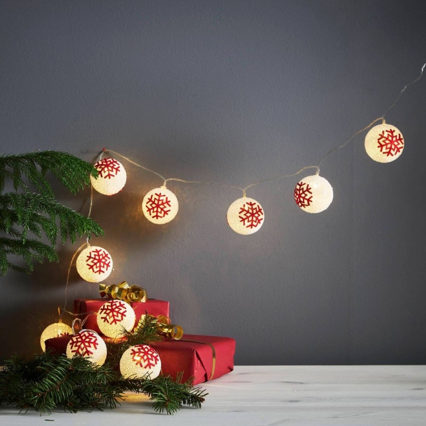 Eglo 411113 - LED-Weihnachtslichterkette ORNAMENT 10xLED/3xAA 1,35m warmweiβ