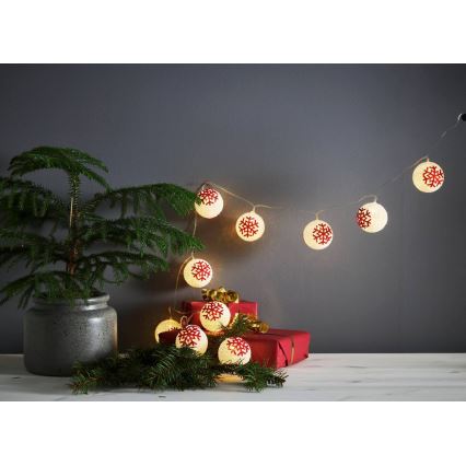 Eglo 411113 - LED-Weihnachtslichterkette ORNAMENT 10xLED/3xAA 1,35m warmweiβ