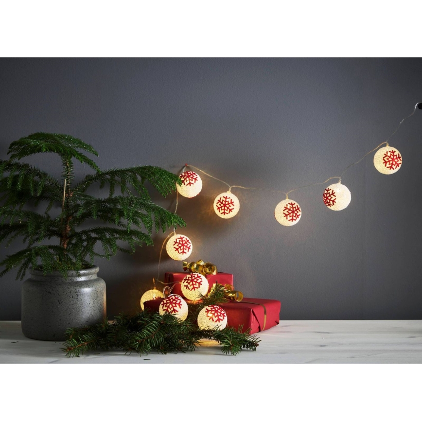 Eglo 411113 - LED-Weihnachtslichterkette ORNAMENT 10xLED/3xAA 1,35m warmweiβ