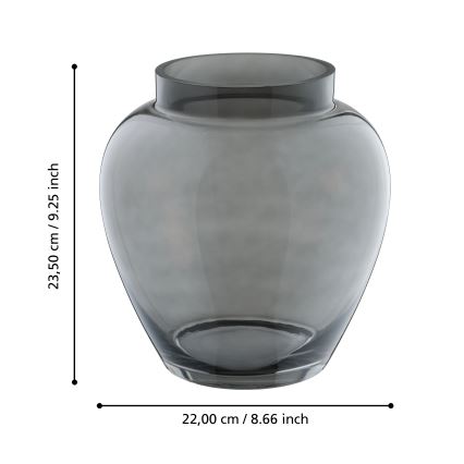 Eglo 421211 - Glasvase ASINDRO 23,5x22 cm schwarz/rauchfarben