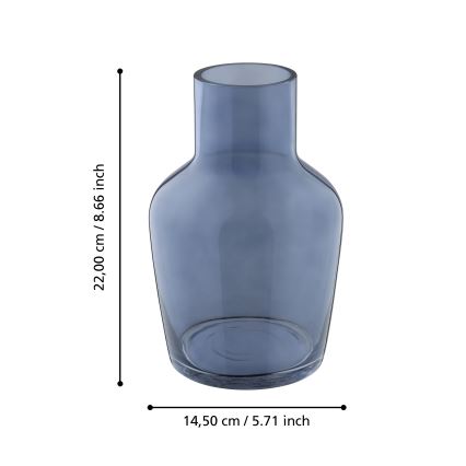 Eglo 421219 - Glasvase SIRANANA 22x14,5 cm blau/rauchgrau