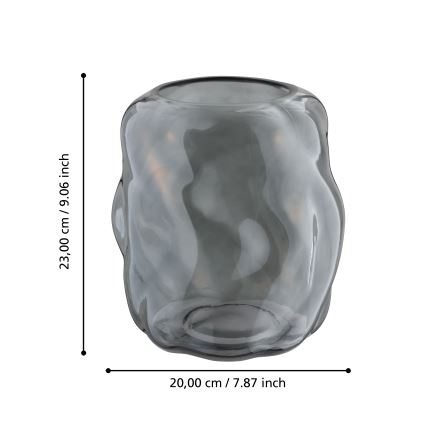 Eglo 421239 - Glasvase MAROSAVA 23x20 cm schwarz/rauchgrau