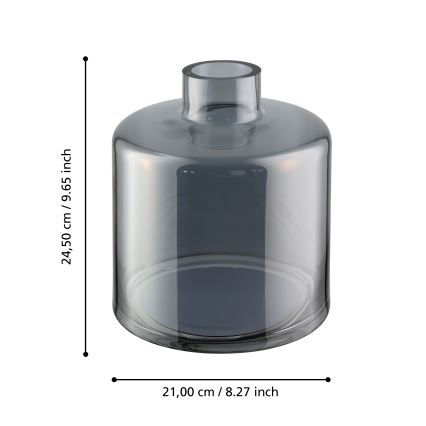 Eglo 421385 - Glasvase NABAS 24,5x21 cm schwarz/rauchgrau