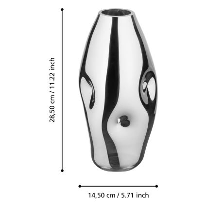 Eglo 421682 - Glasvase XIPORAI 28,5x14,5 cm, glänzender Chrom