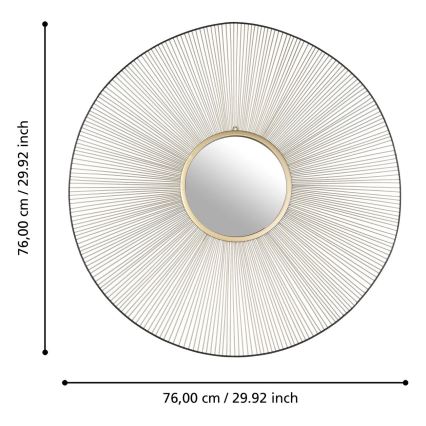 Eglo - Wandspiegel Ø 76 cm in Gold/Schwarz
