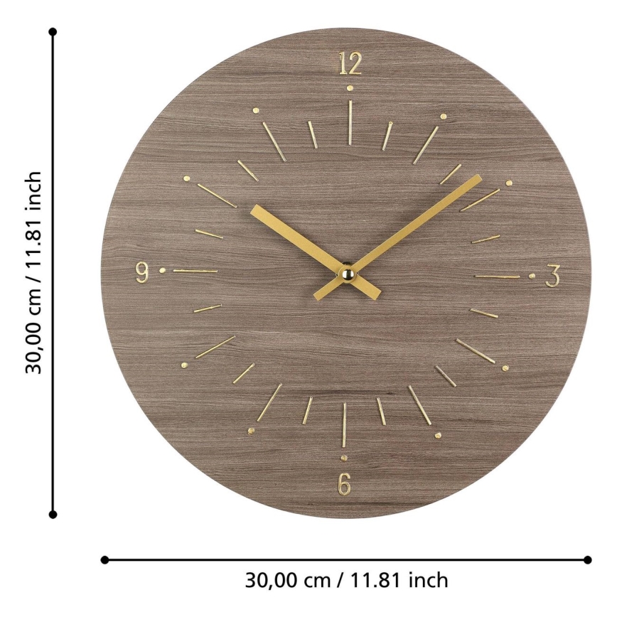 Eglo - Wanduhr 1xAA d 30 cm braun