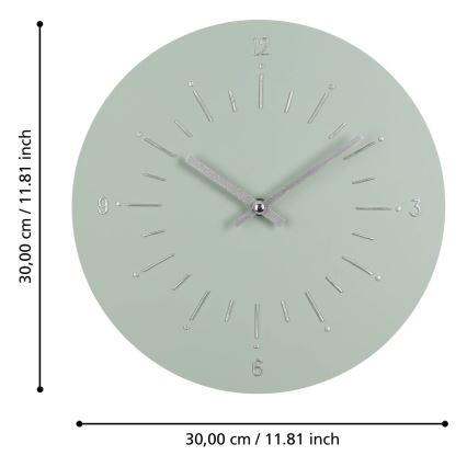 Eglo - Wanduhr 1xAA d 30 cm grün