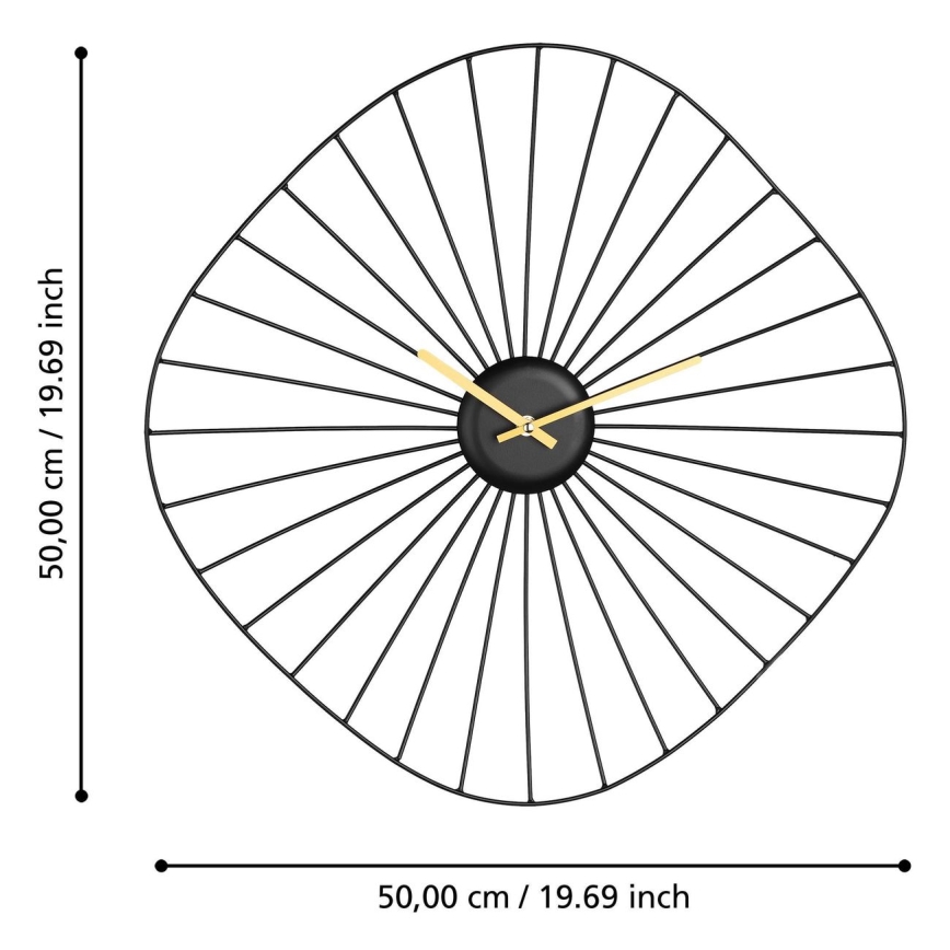 Eglo - Wanduhr 1xAA 50x50 cm schwarz