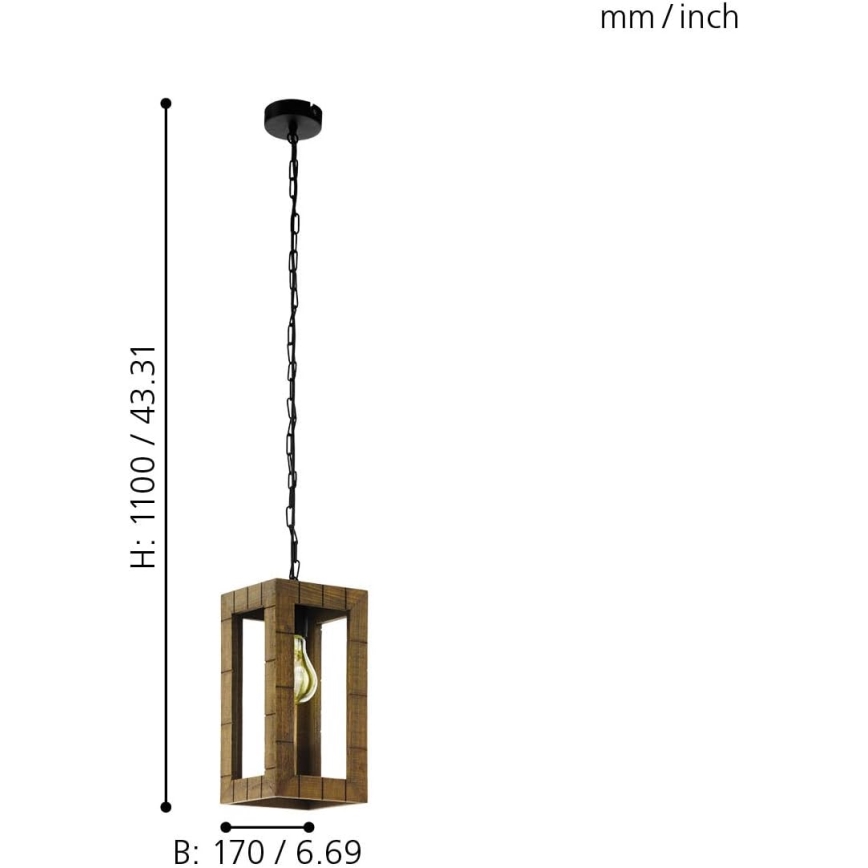 Eglo 43105 - Hängeleuchte an Kette TAKHIRA 1xE27/60W/230V Ahorn