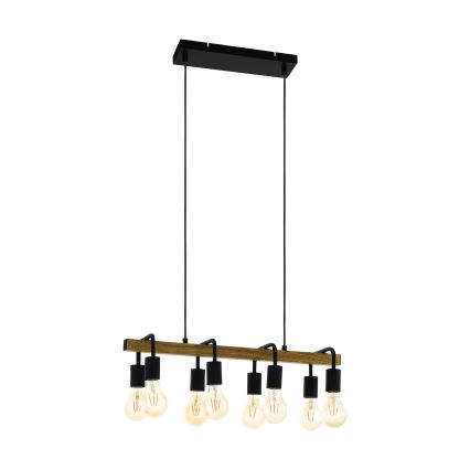 Eglo 43316 - Hängeleuchte an Kabel ERRIBERA 8xE27/40W/230V Eiche/Schwarz