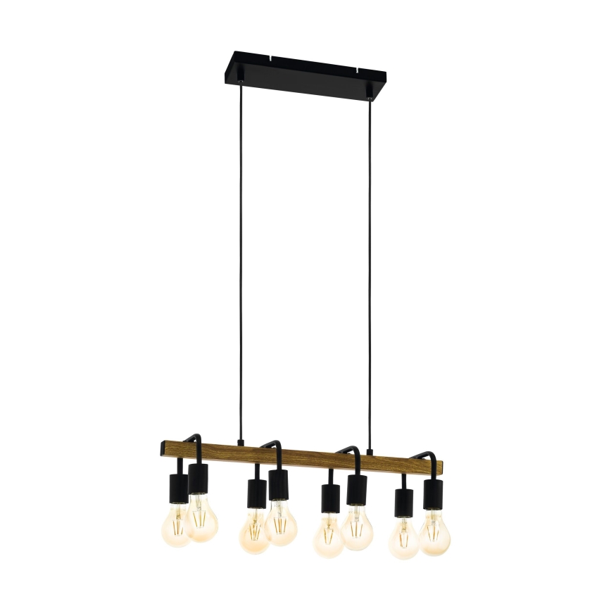 Eglo 43316 - Hängeleuchte an Kabel ERRIBERA 8xE27/40W/230V Eiche/Schwarz