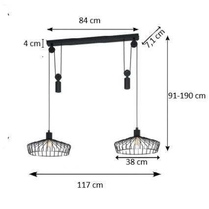 Eglo 43438 - Pendelleuchte WINKWORTH an Kabel 2xE27/40W/230V