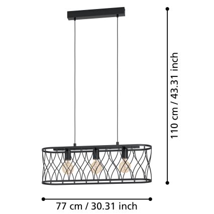 Eglo - Kronleuchter an einer Schnur 3xE27/40W/230V