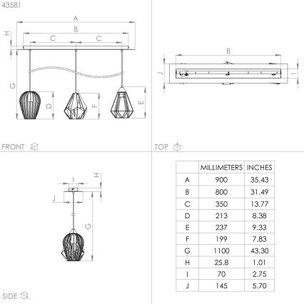 Eglo  - Kronleuchter an einer Schnur 3xE27/40W/230V