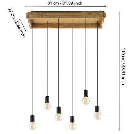 Eglo - Kronleuchter an einer Schnur 6xE27/40W/230V