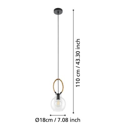 Eglo 43617 - Pendelleuchte RODING mit Kabelaufhängung 1xE27/40W/230V