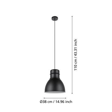 Eglo - Kronleuchter an einer Schnur EBURY 1xE27/60W/230V schwarz