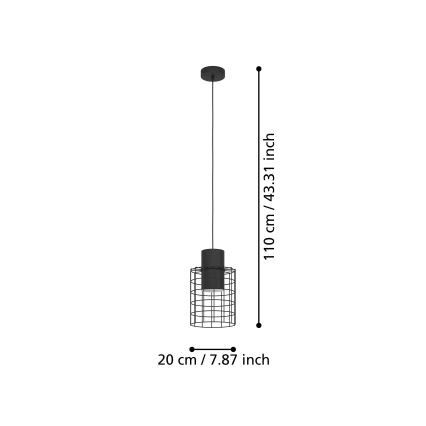 Eglo - Hängeleuchte 1xE27/40W/230V Durchschn. 20 cm schwarz