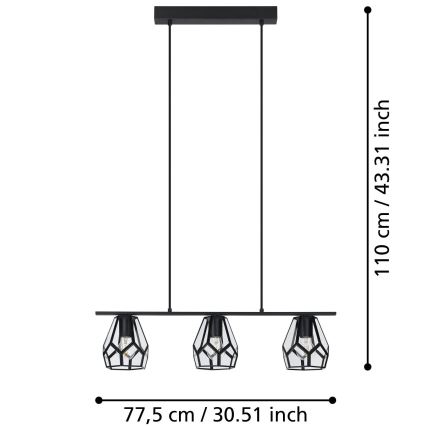 Eglo - Kronleuchter an einer Schnur 3xE27/40W/230V