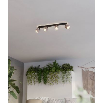 Eglo - Strahler 4xE14/40W/230V schwarz/beige