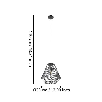 Eglo - Kronleuchter an einer Schnur 1xE27/40W/230V schwarz