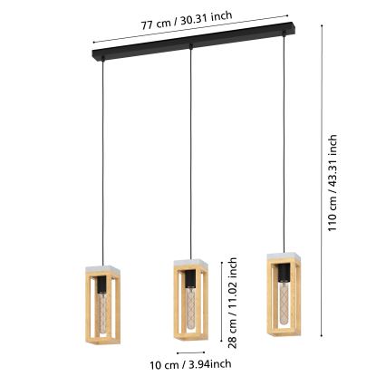 Eglo - Deckenleuchte an Kabel 3xE27/40W/230V