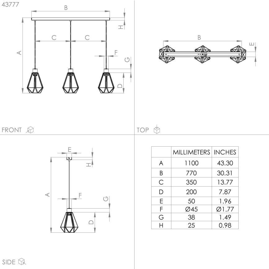 Eglo - Deckenleuchte an Kabel 3xE27/40W/230V