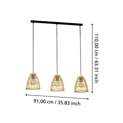 Eglo - Hängeleuchte an Schnur 3xE27/40W/230V