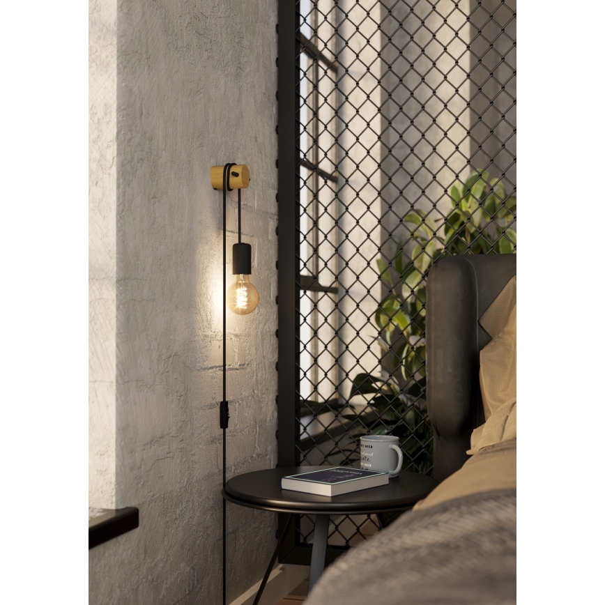 Eglo - Wandleuchte 1xE27/13W/230V schwarz/beige