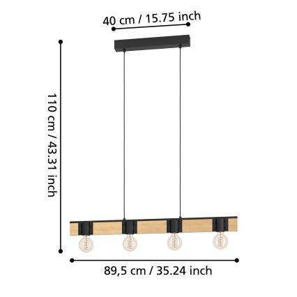 Eglo - Hängeleuchte an Schnur 4xE27/40W/230V