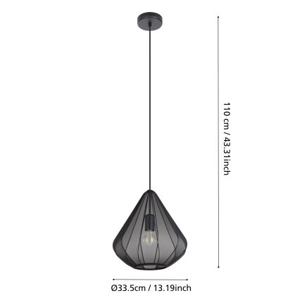Eglo - Hängeleuchte 1xE27/40W/230V d 33,5 cm schwarz